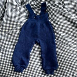Disana Wool Knit Kids Overalls in Deep Blue